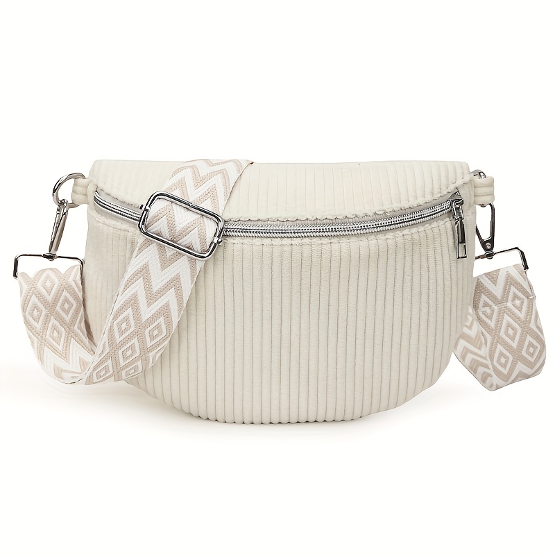 Women's Corduroy Belt Bag with Adjustable Strap & Zipper Closure - Image 5