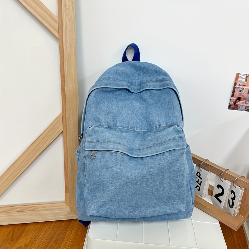 Large Capacity Retro Double Shoulder Bag Casual Solid Color College Backpack Cute Travel Bag - Image 3