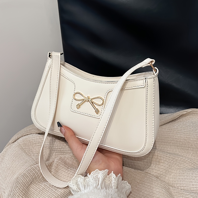 Elegant mini women's shoulder bag, small wallet, stylish crescent-shaped bow shoulder bag - Image 8